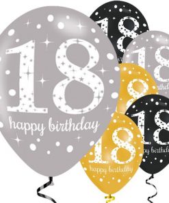 Sparkling Celebration Party Happy 18th Birthday Printed Latex Balloons