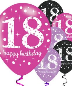 Pink Celebration Party Happy 18th Birthday Printed Latex Balloons