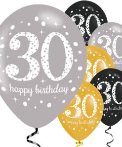 Sparkling Celebration Party Happy 30th Birthday Printed Latex Balloons