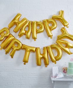 'Happy Birthday' Gold Balloon Bunting