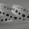Paw Print White Ribbon