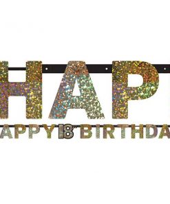 Sparkling Celebration Party Age 18 Prismatic Letter Banner