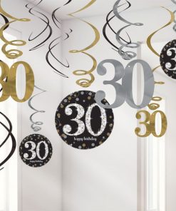 Sparkling Celebration Party Age 30 Hanging Swirls Decorations