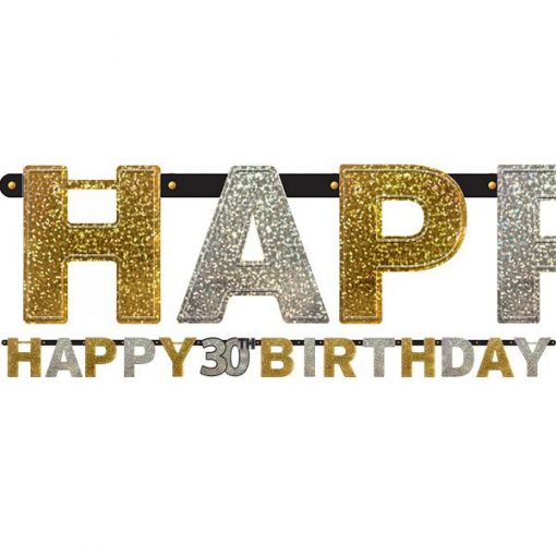 Sparkling Celebration Party Age 30 Prismatic Letter Banner