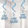 Happy Birthday Blue Hanging Swirls Decoration