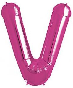 Magenta Pink Letter V Foil Balloon