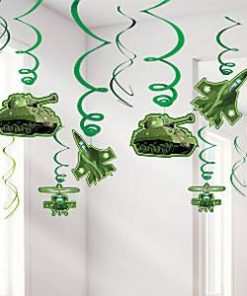 Army Camouflage Party Hanging Swirls Decoration