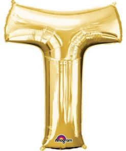 Gold Letter T - 16" Foil Balloon