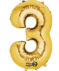 Gold Number 3 - 16" Foil Balloon