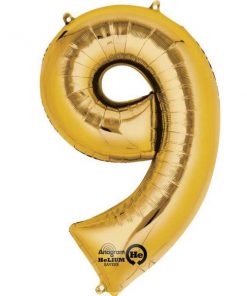 Gold Number 9 - 16" Foil Balloon