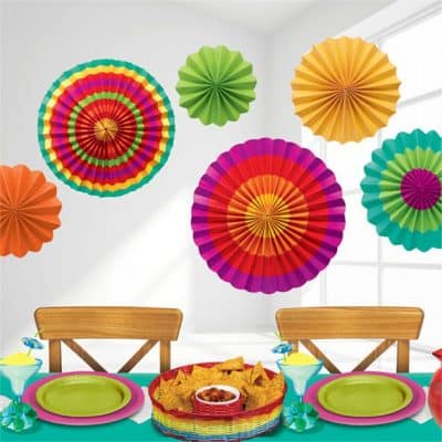 Mexican Fiesta Paper Fans - 40cm