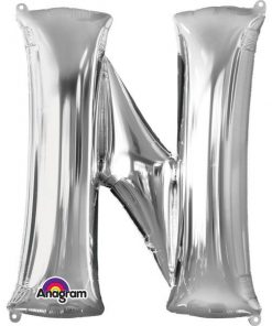 Silver Letter N - 16" Foil Balloon