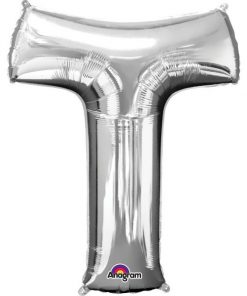 Silver Letter T - 16" Foil Balloon