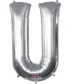 Silver Letter U - 16" Foil Balloon