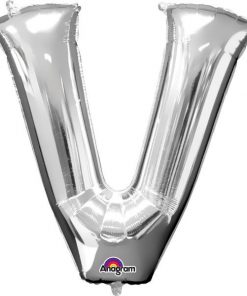 Silver Letter V - 16" Foil Balloon