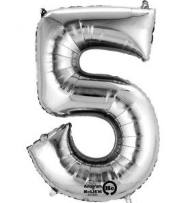 Silver Number 5 - 16" Foil Balloon