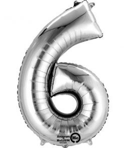 Silver Number 6 - 16" Foil Balloon