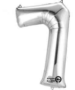 Silver Number 7 - 16" Foil Balloon