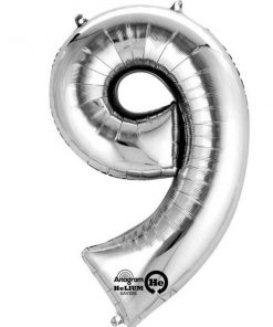 Silver Number 9 - 16" Foil Balloon