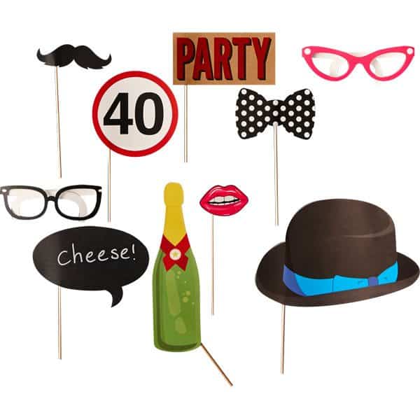 40th Birthday Photo Booth Props - Fun Party Supplies