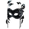 Black Velvet Masquerade Mask with Feathers (half face)