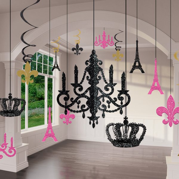Party In Paris Hanging Chandelier Fun Supplies Day In Paris Party Glitter Chandelier Decoration Kit