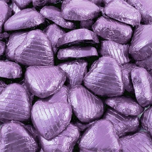 Lilac Foil Chocolate Hearts - Bulk Pack