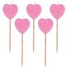 Pink Glitter Heart Pick Candles