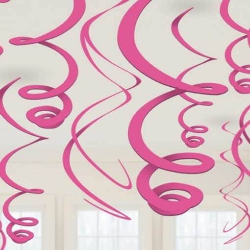 Pink Party Hanging Swirl Decorations