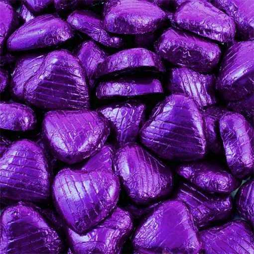 Purple Foil Chocolate Hearts - Bulk Pack