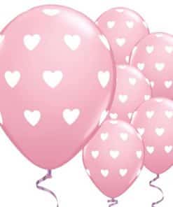Big Pink Hearts Printed Latex Balloons