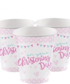 Christening Day Pink Paper Party Cups