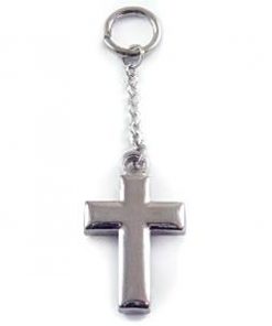 Metal Silver Cross on Keychain