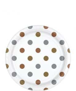 Metallic Polka Dot Party Paper Dessert Plates