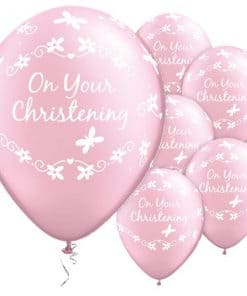 On Your Christening Pink Butterflies Balloons