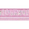 Pink Holographic Christening Foil Banner