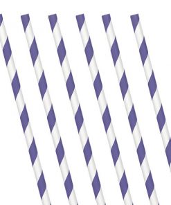 Purple Stripe Paper Straws