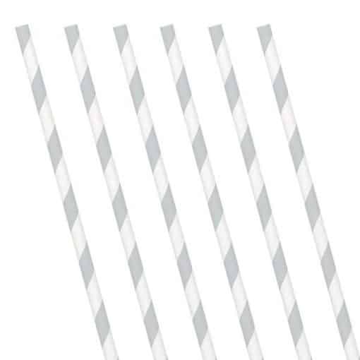 Silver Stripe Paper Straws