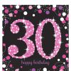 Pink Celebration Party Age 30 Paper Napkins