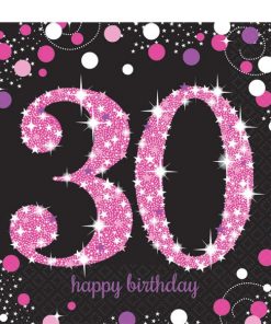 Pink Celebration Party Age 30 Paper Napkins