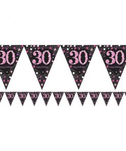 Pink Celebration Party Age 30 Prismatic Foil Bunting