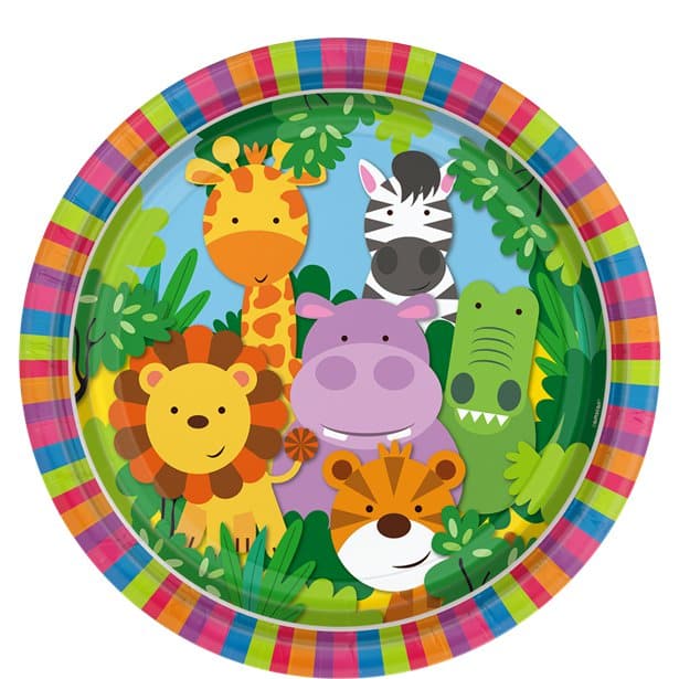 8 Paper Plates 23cm Jungle Birthday Party Free Postage in UK