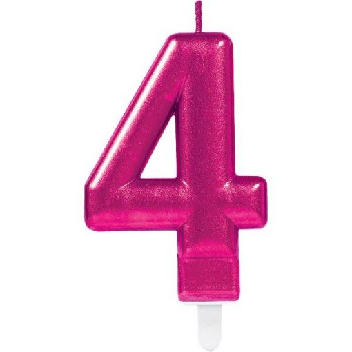 Number 4 Pink Metallic Candle