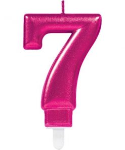 Number 7 Pink Metallic Candle