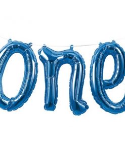 Age One Blue Phrase Balloon Bunting