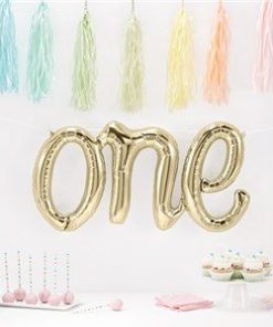 Age One White Gold Phrase Balloon Bunting