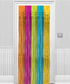 Multi Coloured Metallic Fringed Door Curtain