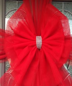 Red Deluxe Door Bow Diamante Centre