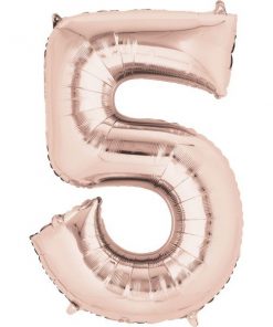 Rose Gold Number 5 Foil Balloons