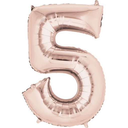 Rose Gold Number 5 Foil Balloons